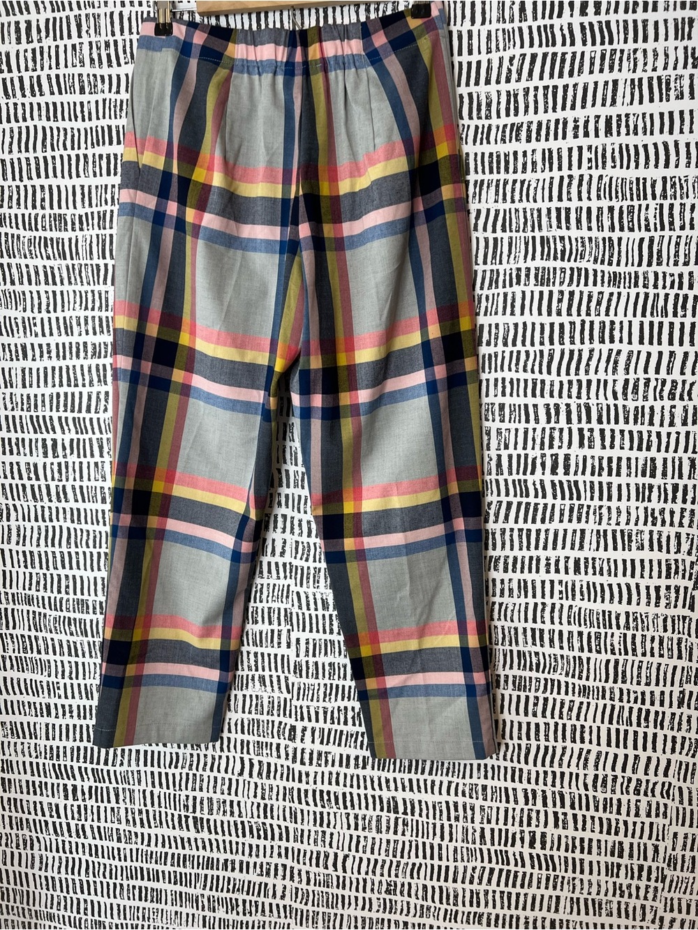 Cory Lynn Calter Plaid Cropped Trousers Pastel Madras High Rise Pants - Picture 10 of 14